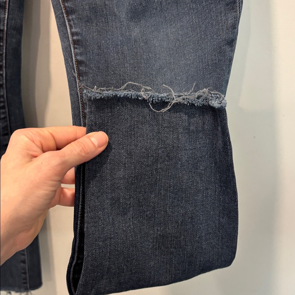 Veronica Beard Debbie High-Rise Skinny Jeans Button Fly Dark Wash Raw Hem 27 - Picture 5 of 15